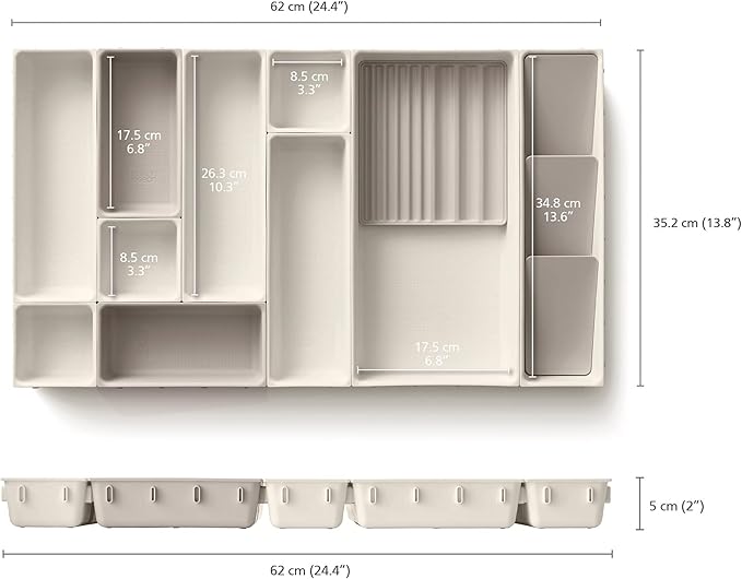 Joseph Joseph Viva - Modular 12-piece Makeup Beauty Drawer Organiser Set, Storage Boxes dividers for makeup, beauty grooming items, cosmetics, hair accessories