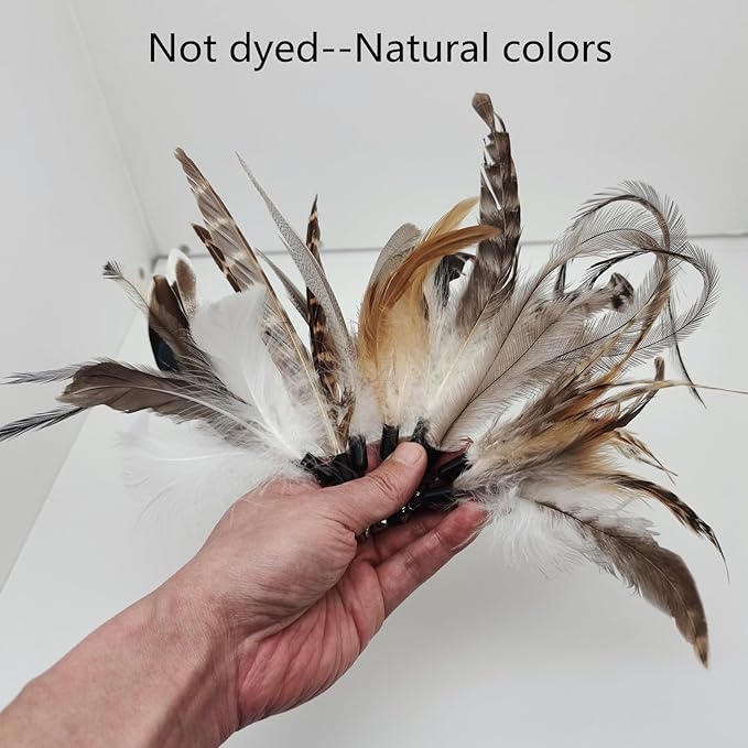 Natural unstained Feathers,8PCS Cat Feather Toys Replacement Wand Toy Refills, Cat Feathers Refill for Indoor Cats,Perfect Wand Attachments
