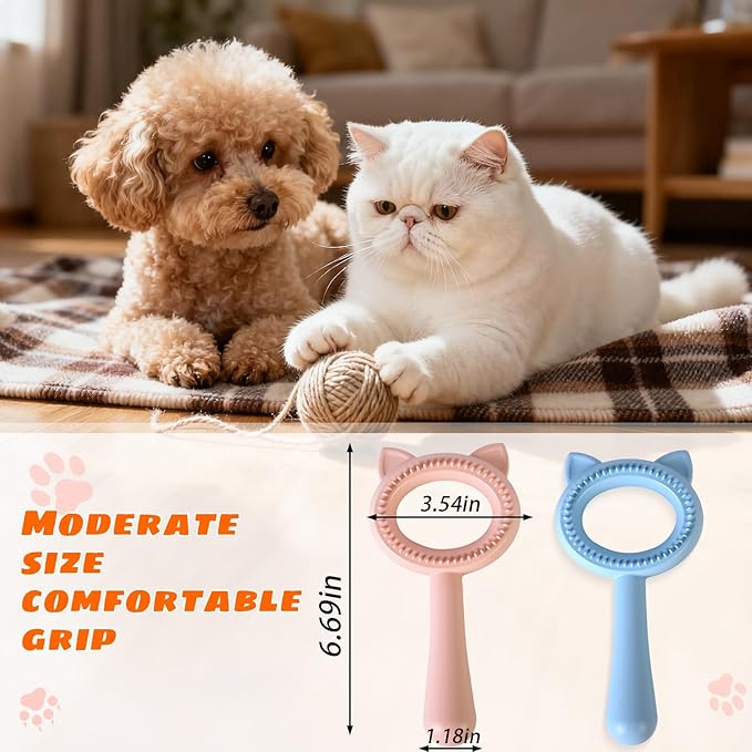 2pcs (blue) Cat Brushes for Indoor Cats Shedding, Brush for Long or Short Haired Cats, Grooming Brush Comb for Kitten Rabbit Massage Removes Loose Fur