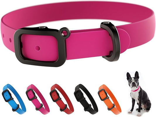 Waterproof Dog Collar - Durable, Comfortable and Adjustable Outdoor Dog Collar with Wear Resistant Buckle and ID Tag Ring for Small Dogs by Nuvuq (Pink, Small)