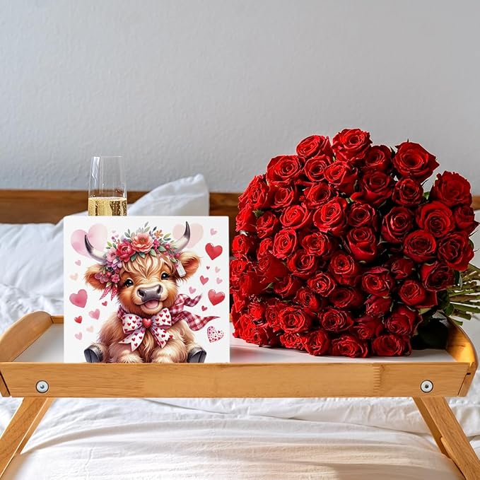 Valentine Decorations for Home Highland Cow Valentine Decor Valentines Day Decorations for Table Valentine's Day Decor Gifts for Boyfriend Girlfriend 5 X 5 Inches