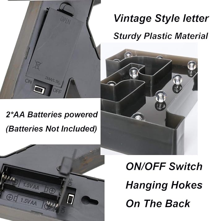 OYCBUZO Light Up Black Alphabet Marquee Letters Sign LED Marquee Number Lights Sign for Night Light Home Bar Christmas Lamp Birthday Wedding Party Decoration C