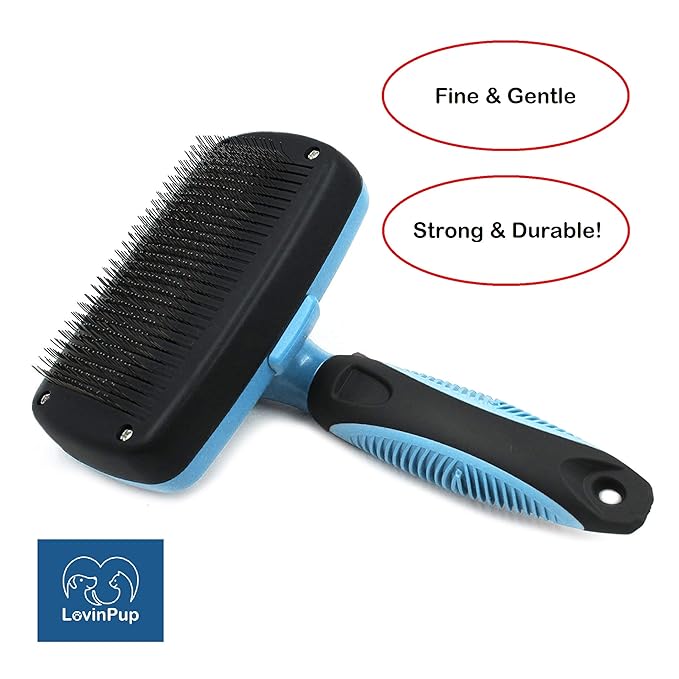 Dog Slicker Brush, Self Cleaning, Shedding and Grooming Tool for Pets, Best Dog Brush with Easily Retractable Bristles to Remove Hair Instantly