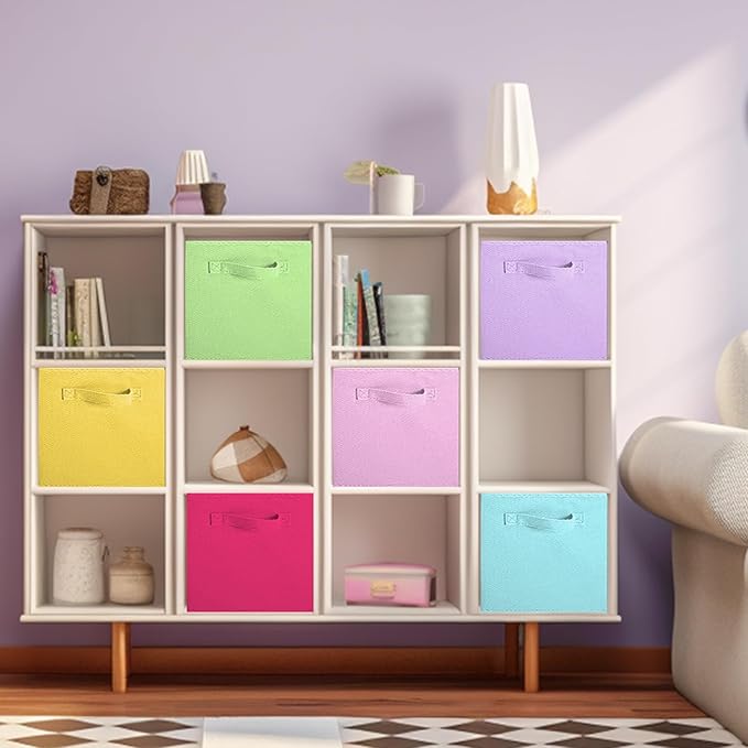 ShellKingdom Foldable Fabric Storage Cubes And Cloth Organizer Drawer For Closet And Toys, 6 Pack (6 Colors)