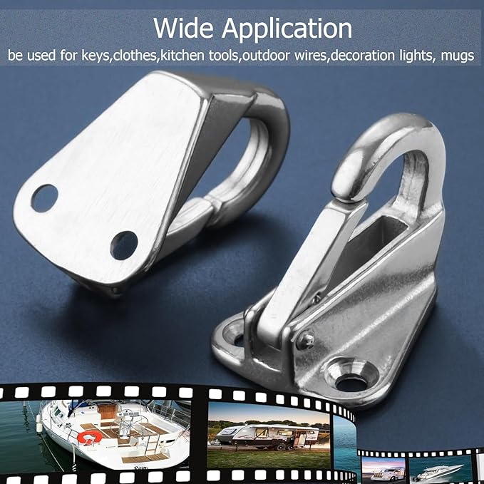 Atibin Outdoor Clothes Hanging Hook Stainless Hat Mounted Coat Hook Stainless Heavy Steel Fender Hook Hardware SUS316 2pcs