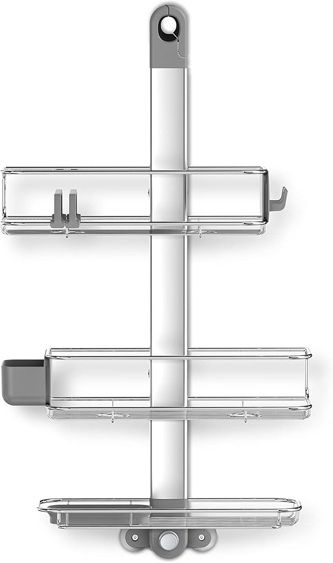 simplehuman Adjustable and Extendable Shower Caddy Large, Stainless Steel and Anodized Aluminum