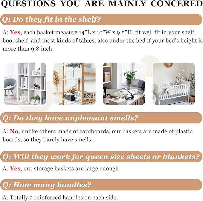 Criusia 6 Pack Large Toy Box Chest, Collapsible Sturdy Toy Storage Organizer Bins Baskets for Kids, Boys, Girls, Nursery, Playroom, Shelf Baskets for Lego Puzzle Balls, Game Organizer (14L*10W*9.5H)