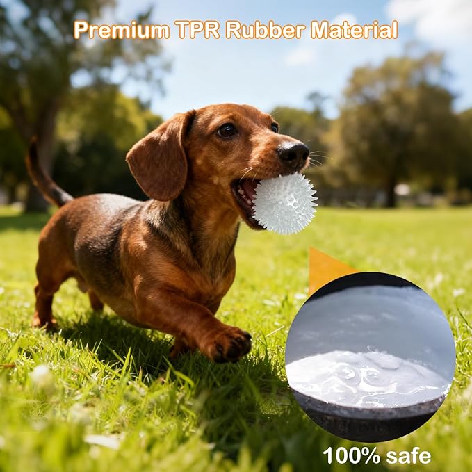 petizer 6 Pack 3.5’’ Glow in The Dark Bouncy Balls - Squeaky Dog Toy Balls, Spiky Durable Floating Pool Ball, Fetch Toy for Medium Large Dog Teething Chew (3.5’’, Medium/Large)