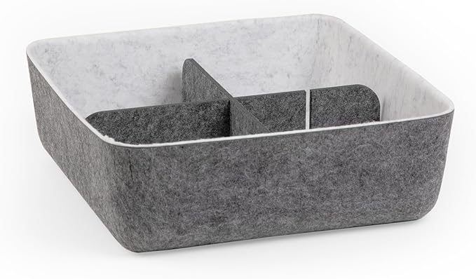 Three by Three Seattle felt·like·it!™ Small Cubby Storage Bin Set of 3 with Dividers – Eco-Friendly Recycled Felt Bins for Home & Office Organization, Charcoal