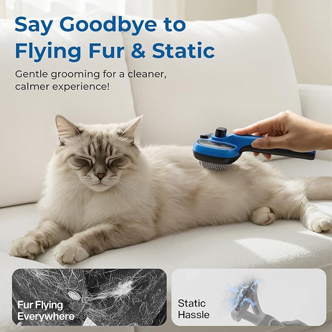 Pecute Self-Cleaning Pet Steam Brush Blue