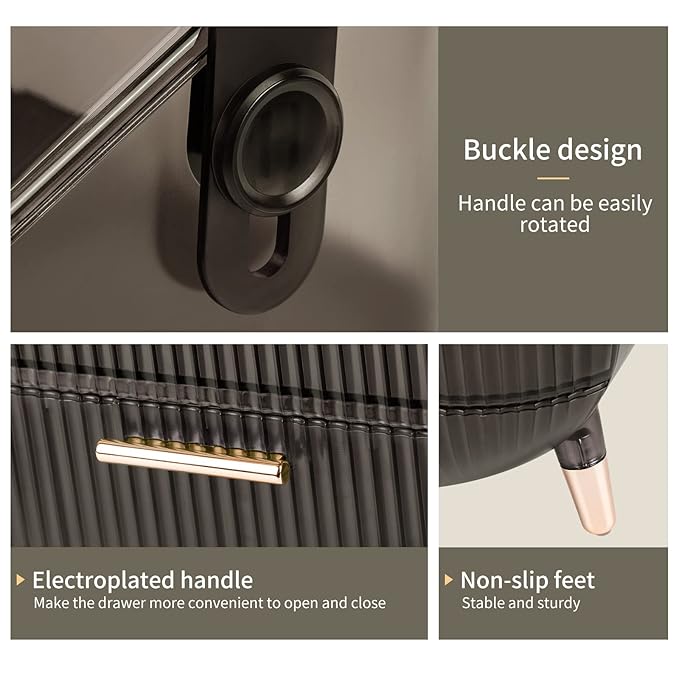 CANITORON Makeup Organizer,Large Capacity Skincare Organizer for Vanity,Cosmetic Organizer with 2 Drawers and Transparent Cover for Bedroom Countertop and Bathroom Countertop Storage.(Gray)