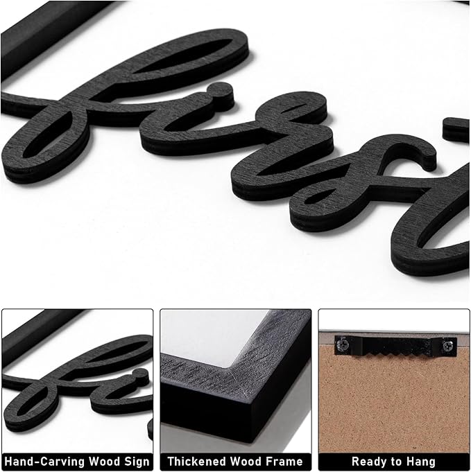 3D Wood But First Coffee Sign, Framed Coffee Bar Wall Decor Wall Art for Dining Room Kitchen Home Office (Ready to Hang, 12x16 inches, Set of 3, Framed)