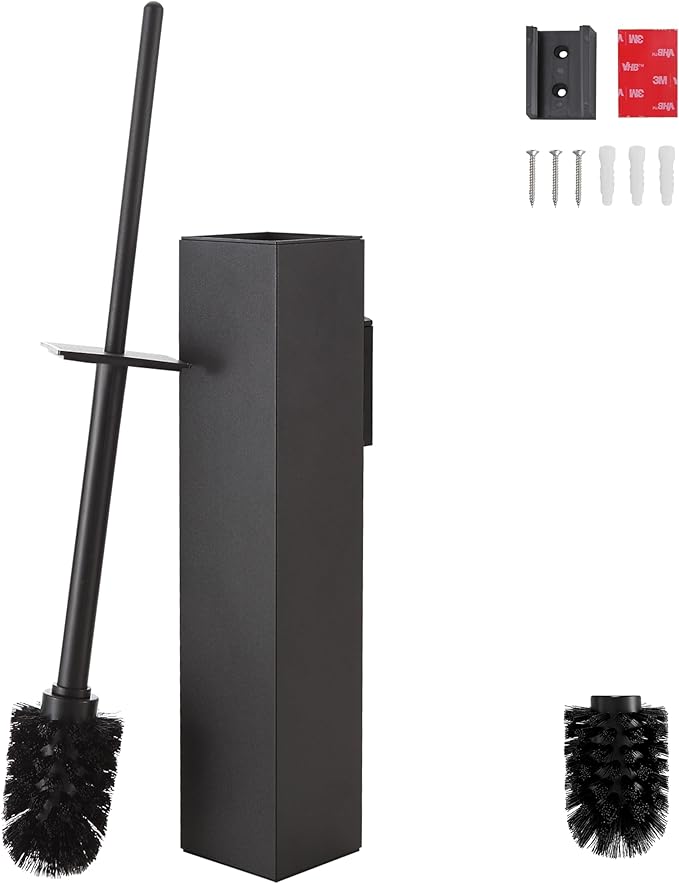 Matte BlackToilet Brush with Holder,Durable Cleaning Toilet Bowl Brushes with Holders