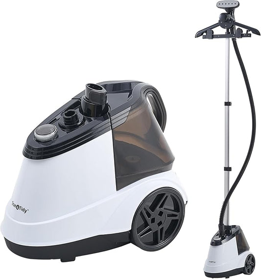 True & Tidy® Pro Commercial Garment Steamer with Extra Large 2.9L (98 oz) water tank, Heavy Duty with 3 Steam Settings, Aluminum Steam Plate, up to 90 mins