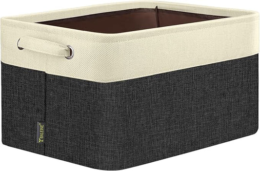 BALEINE 1 Pack Fabric Storage Bins for Shelves, Linen Storage Baskets for Organizing, Decorative Closet Bins for Clothes, Home (Black, 17''x13''x10.5'')