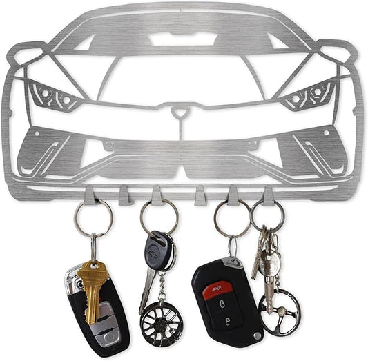 MOOH Car Key Holder for Wall - Metal Automotive Key Holder with 6 Hooks - Car Lovers Gifts for Men & Women