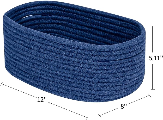 CubesLand Storage Basket, Cotton Rope, Navy Blue, 2 Pack, Organizing/Storage, Closet, Shelves, Decorative