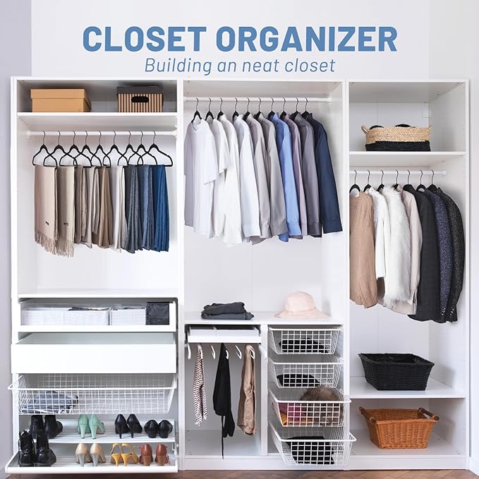 HOUSE DAY Black Velvet Hangers 240 Pack, Velvet Clothes Hangers Non Slip Felt Hangers, Heavy Duty Coat Hangers for Closet, Ultra Slim Hangers Black Hangers Space Saving Hangers for Suits, Shirt