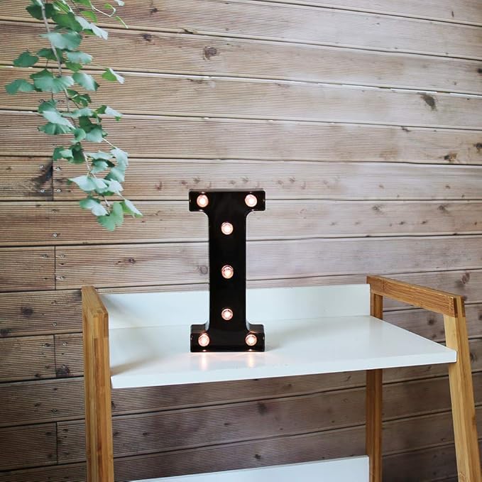 OYCBUZO Light Up Black Alphabet Marquee Letters Sign LED Marquee Number Lights Sign for Night Light Home Bar Christmas Lamp Birthday Party Wedding Decoration I