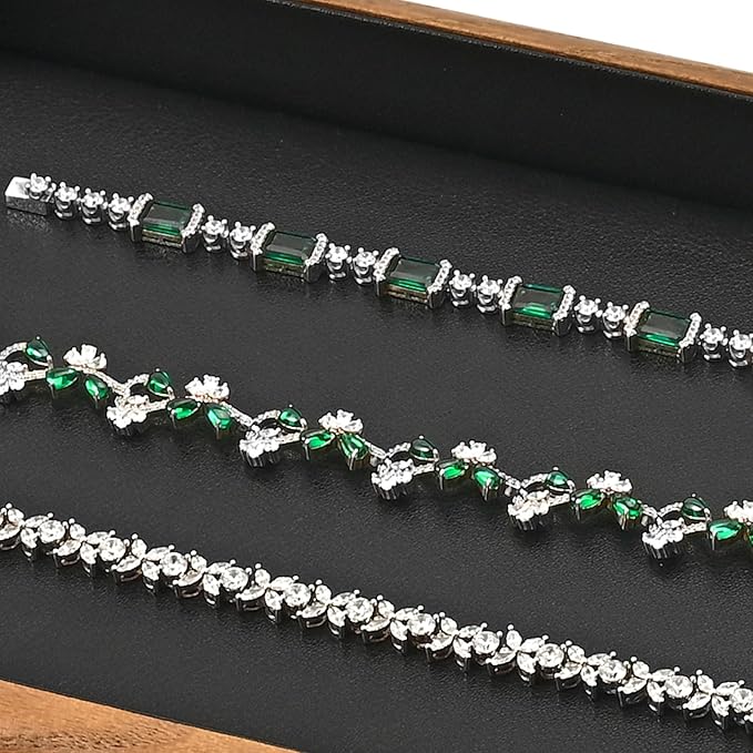 Oirlv Solid Wood Stackable Jewelry Organizer Tray Jewelry Drawer Organizer(Black)