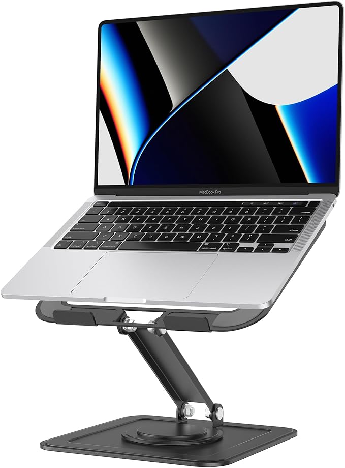 NTMY Adjustable Laptop Stand for Desk,360 Rotating Laptop Stand,Foldable Laptop Stand,Computer Stand for Laptop,MacBook Pro Stand,Metal Laptop Stand,Fits for All 10-16" Laptops-Black