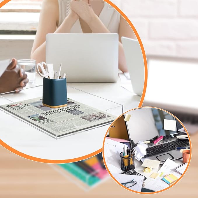 Tasybox Acrylic Letter Paper Organizer, Clear Desk Organizer Tray Stackable Desk Accessories Tray for School Home Office Supplies