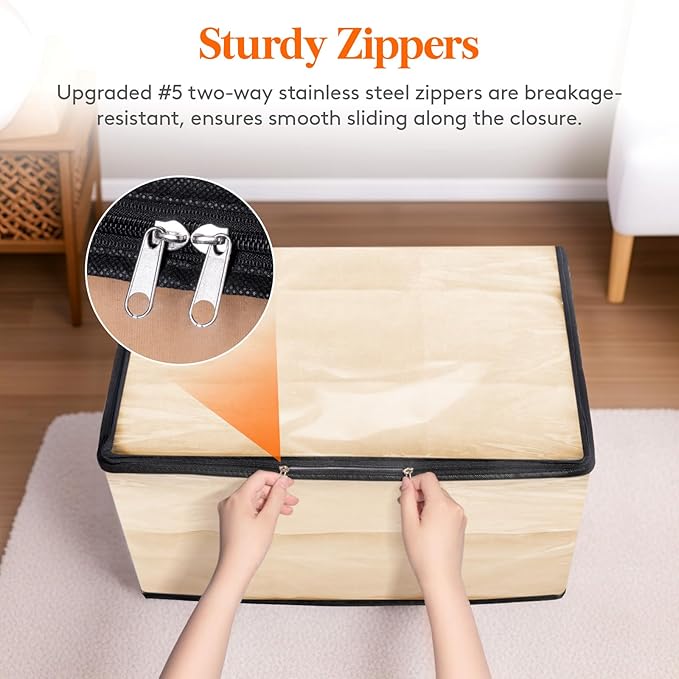 Lifewit 90L Large Clear Clothes Storage Bags, 4 Pack Plastic Comfort Blanket Storage, Vinyl Foldable Moving Bags with Zipper and Reinforced Handles, Closet Organizers Containers for Bedding, Duvet