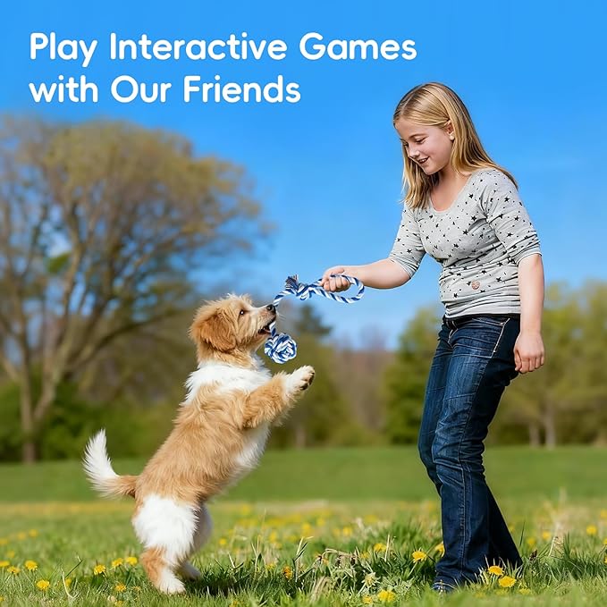 wodoca Dog Rope Toys 4 Pack, Puppy Teething Cotton Knot Chew Rope for Small Medium Dogs, Interactive Tug of War Dog Toys for Boredom, Teeth Cleaning