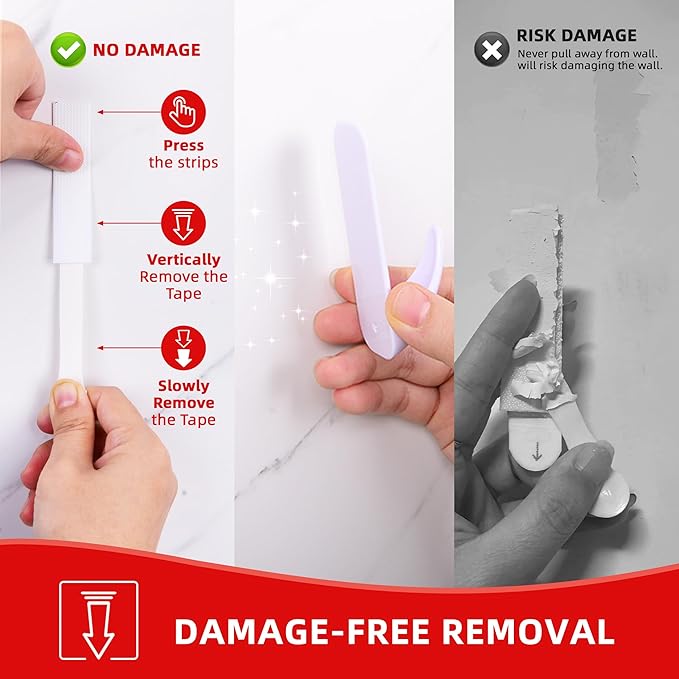 Utility Wall Hooks for Hanging Large 10 Hooks, Damage Free Hanging Wall Hooks with Adhesive Strips, Heavy Duty Adhesive Hooks Damage Free for Key Holder, Coat, Door, Shower Hanging