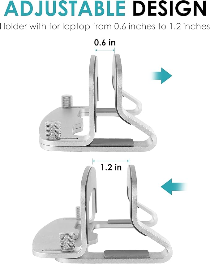Aluminum Vertical Laptop Stand, MacBook Pro Laptop Vertical Stand Dock Holder with Adjustable Slot Fits All Laptops Notebook Tablets MacBook Air- Save Space & Improve Airflow, Silver