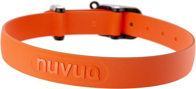 Dog Collar - Durable, Waterproof and Adjustable Dog Collar for Large Dogs with Wear Resistant Buckle and Name Tag Ring for Large Dogs by Nuvuq (Orange, Large)