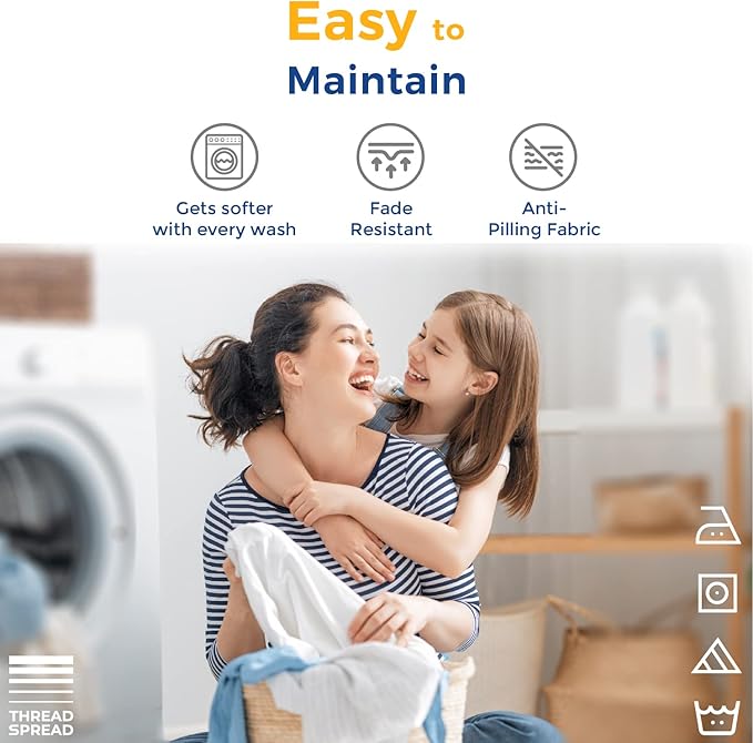 THREAD SPREAD Luxury Egyptian Cotton Twin Stripe Sheet Set - 600 Thread Count Extra Long Staple 3 PC Set, Twin Damask Sheets, Soft, Cooling Sateen Weave Striped Sheets Upto 18" Deep Pocket - Navy Blue