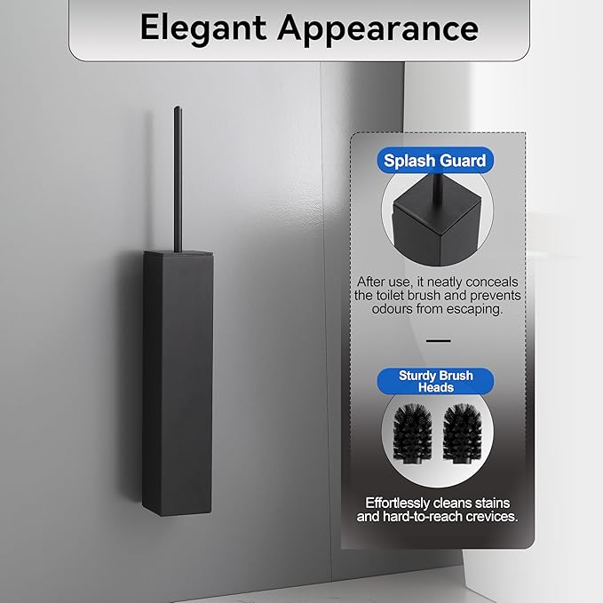 Matte BlackToilet Brush with Holder,Durable Cleaning Toilet Bowl Brushes with Holders