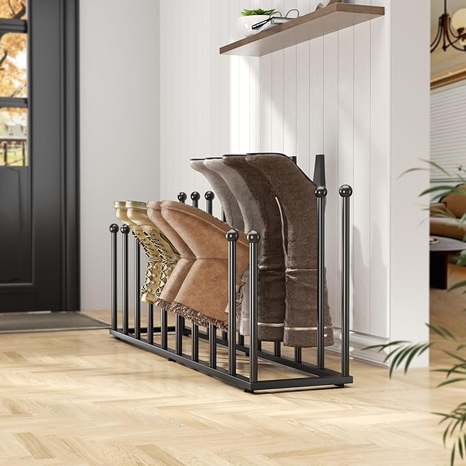pickpiff Free Standing Shoe Racks - Black Metal Boot Rack Organizer Tall Boots for Dorm Room, Closet, Entryway, Bedroom, Patio Outdoor, Hallway, Black, Shoe Storage Fit for 10 Pairs