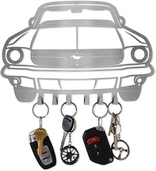 MOOH Metal Automotive Key Holder with 6 Hooks - Unique Wall Mounted Car Lovers Gifts for Men & Women - Cool Man Cave Decor