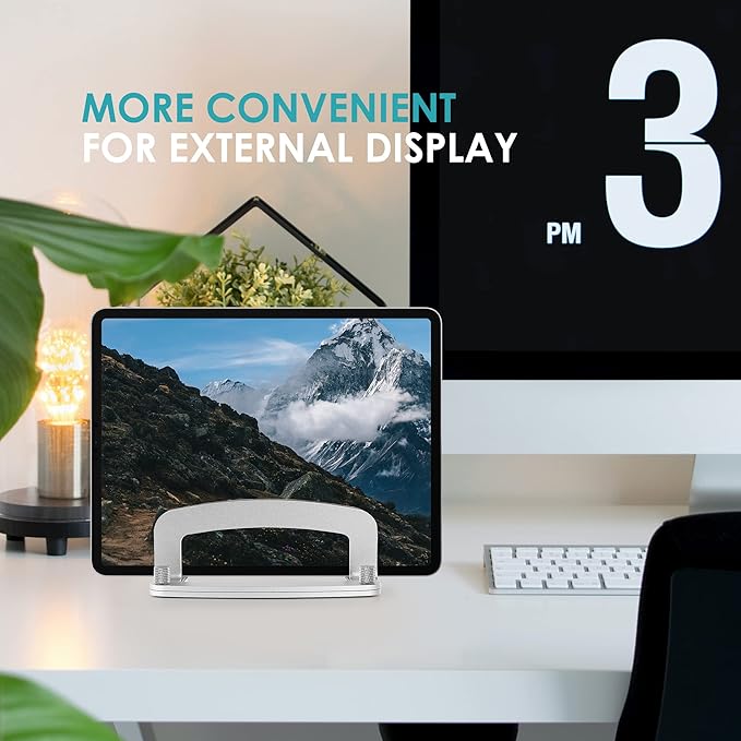 Aluminum Vertical Laptop Stand, MacBook Pro Laptop Vertical Stand Dock Holder with Adjustable Slot Fits All Laptops Notebook Tablets MacBook Air- Save Space & Improve Airflow, Silver