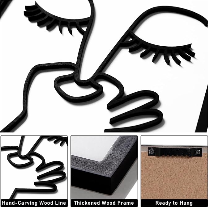 KIOSSUT 3D Wood Framed Black and White Bathroom Wall Art, Cute Toilet Pictures for Bathroom Signs Decor (Ready to Hang, 12 x 16 inches, Art Print)