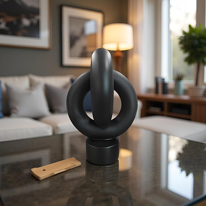 12" Modern Abstract Ring Decorative Sculpture, Knot Sculptures,Home Decor,Coffee Table Statues,Dining Living Room Desk Decor,Black