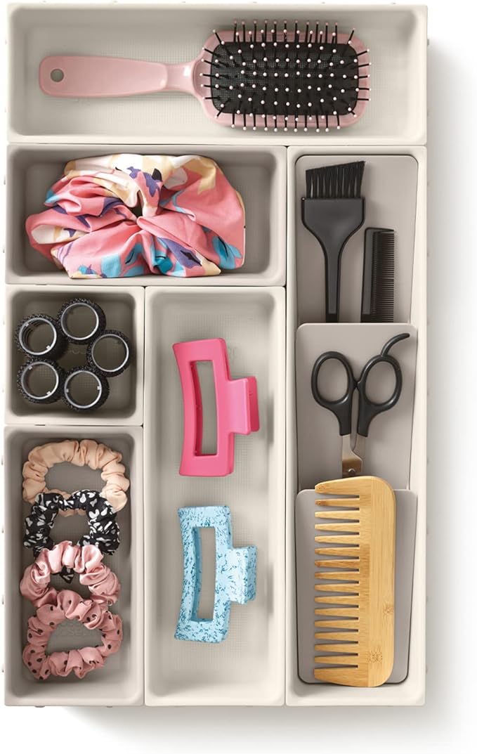 Joseph Joseph Viva - Modular 7-piece Makeup Beauty Drawer Organiser Set, Storage Boxes dividers for makeup, beauty grooming items, cosmetics, hair accessories