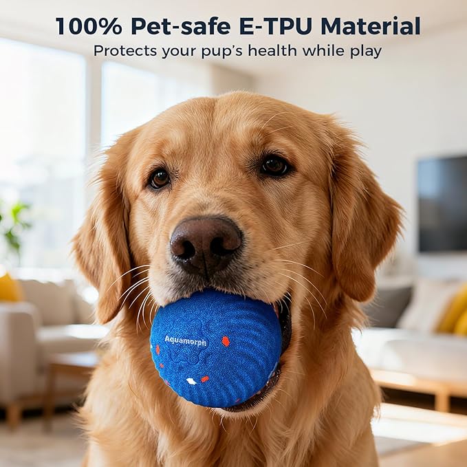 2 Pack Interactive Dog Balls - Auto Moving Bouncing Vibrating Washable Dog Toys for Large Medium Dogs, Type-C Rechargeable, Blue and Orange, Ripple Pattern