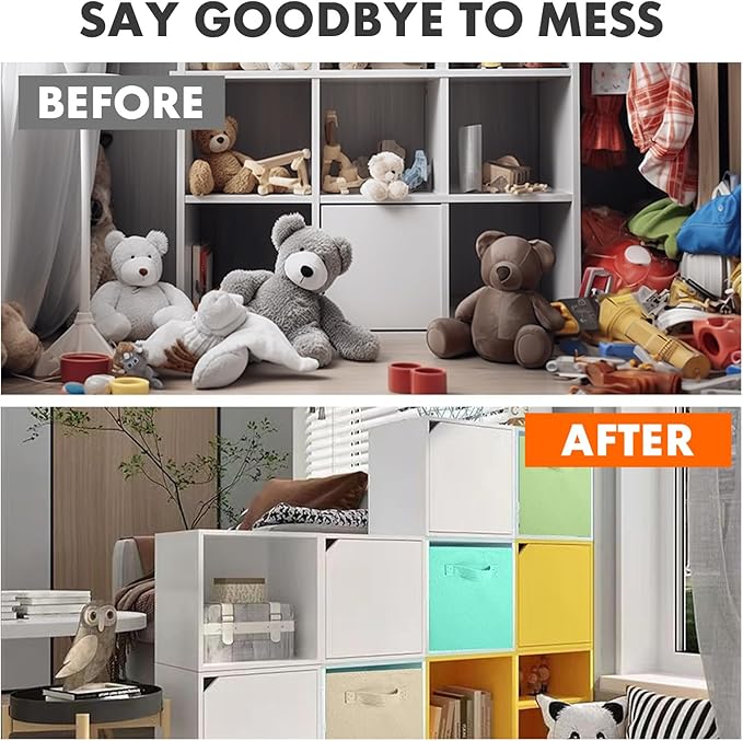 ShellKingdom Storage Bins, Foldable Fabric Storage Cubes And Cloth Storage Organizer Drawer For Closet And Toys Storage, 6 Pack (Beige+Green+Mint Green)