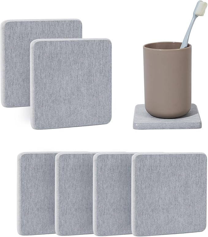 6 Pieces Water Absorbent Diatomite Coasters, Diatomaceous Earth Kitchen Soap Dish Bathroom Trays Water Absorbing Stone Tray for Sink Used for Hand Soaps Drinks Bottles