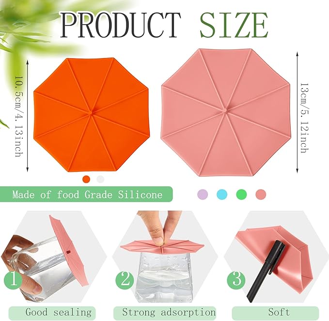Patelai 6 Pcs Silicone Cup Covers 4.13 Inch Umbrella Silicone Cup Lids Flexible Coffee Mug Covers Reusable Mug Lid for Coffee Tea(Bright Color)