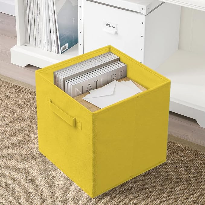 ShellKingdom Storage Bins, Foldable Fabric Storage Cubes and Cloth Storage Organizer Drawer for Closet and Toys Storage, 6 Pack (Yellow)