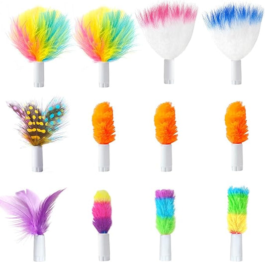 ORSDA 12Pcs Interchangeable Attachments Cat Feather Toys Replaceable Feathers and Fluffy Toy Accessories