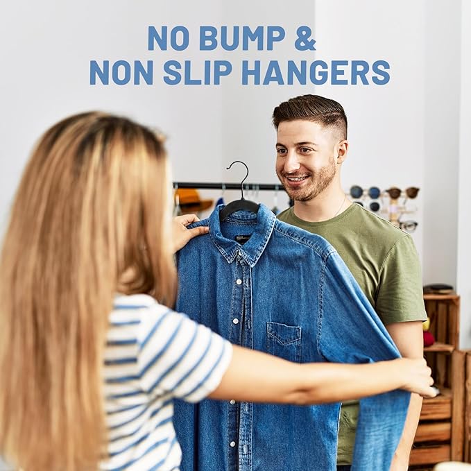 HOUSE DAY Black Velvet Hangers 120 Pack, Non Slip Felt Hanger, Slim Velvet Clothes Hangers for Suits, Shirt, Heavy Duty Coat Hanger for Closet