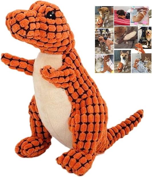 2023 New Indestructible Robust Dino, Durable Interactive Robustdino Dog Toy, Squeaky Dog Toys For Aggressive Chewers, Soft Dog Toys, Unbreakable Stuffed Plush Dog Toy Aggressive Chewers (A ORANGE)