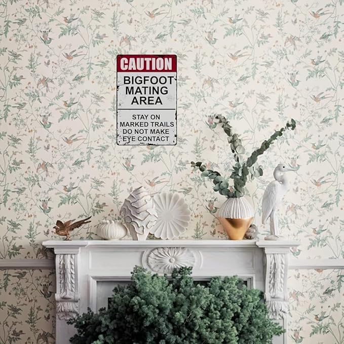 Rustic Bigfoot Mating Area Vintage-Inspired Metal Tin Sign - Waterproof & Dust-Proof Wall Hanging Decor - Ideal for Home, Kitchen, Bathroom, Bar, Cafe & Garage Multipurpose Decoration