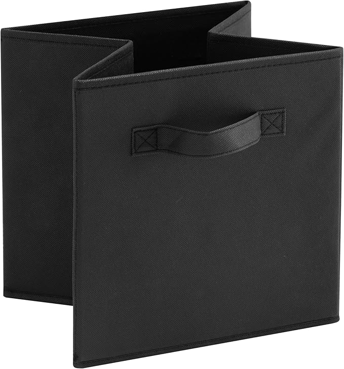 MAX Houser Fabric Cloth Storage Bins,Foldable Storage Cubes Organizer Baskets with Dual Handles for Home Bedroom Storage,Set of 6(Black)