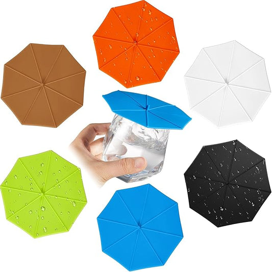 Patelai 6 Pcs Silicone Cup Covers 4.13 Inch Umbrella Silicone Cup Lids Flexible Coffee Mug Covers Reusable Mug Lid for Coffee Tea(Multi Color)